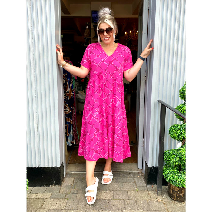 The Libby Dress - Pink Lattice