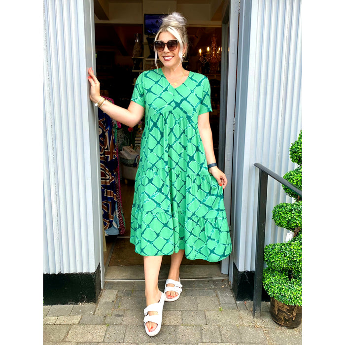 The Libby Dress - Green Lattice