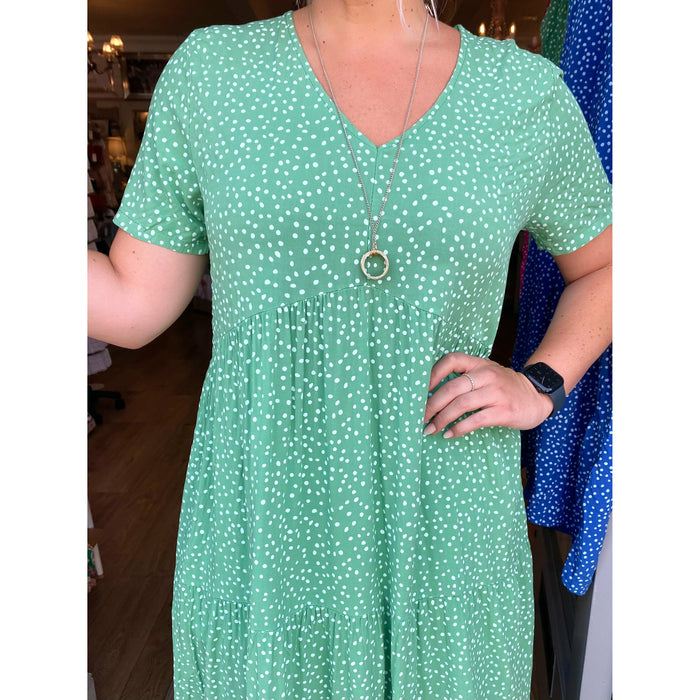 The Libby Dress - Green Dotty