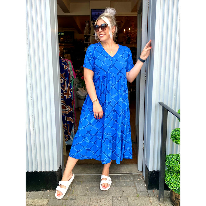 The Libby Dress - Blue Lattice