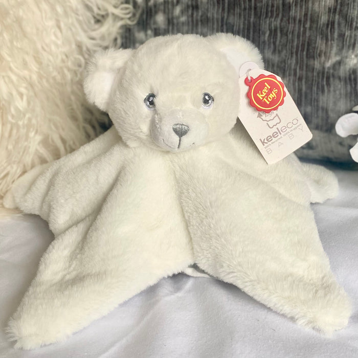 White and Grey Bear Comforter by Keel Toys