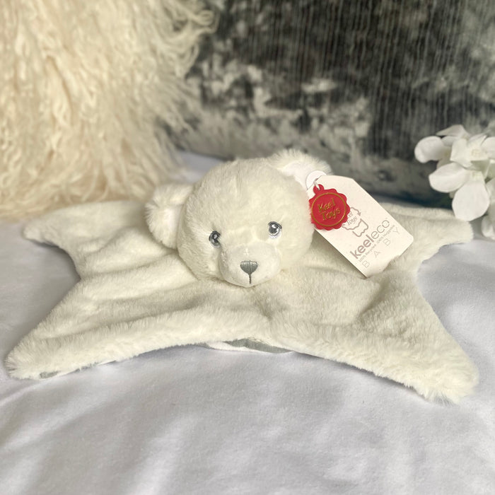 White and Grey Bear Comforter by Keel Toys