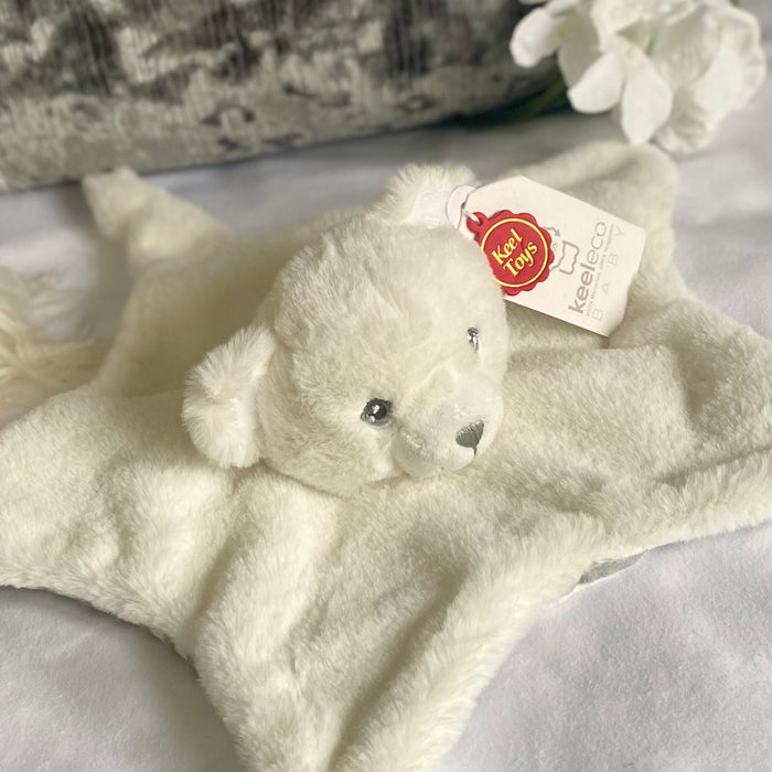 White and Grey Bear Comforter by Keel Toys