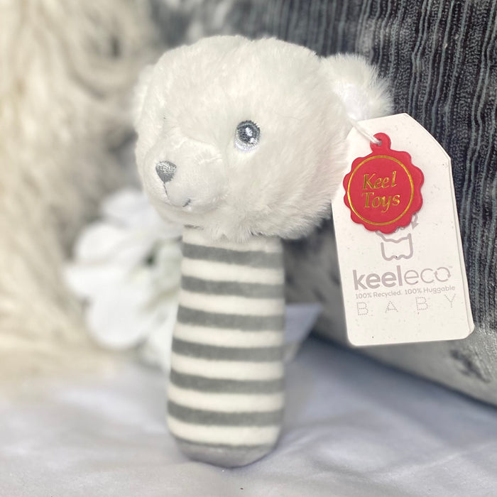 White and Grey Bear Rattle by Keel Toys