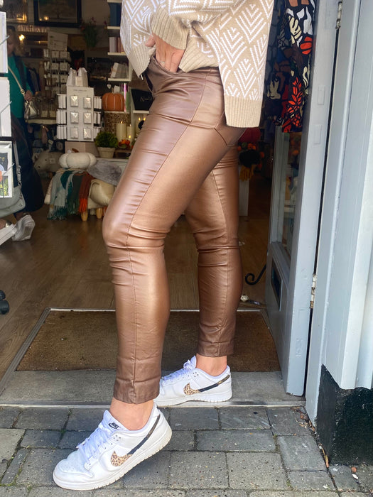Leather Look Magic Trousers - Brown