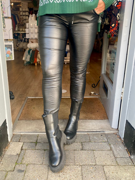Leather Look Magic Trousers - Black