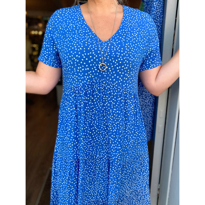 The Libby Dress - Royal Blue Dotty