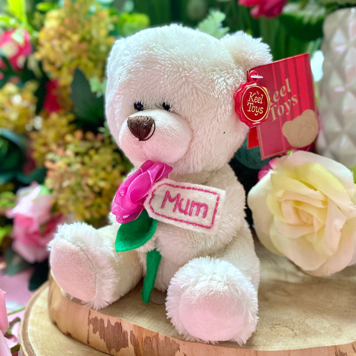 "Mum" Teddy Bear with Rose