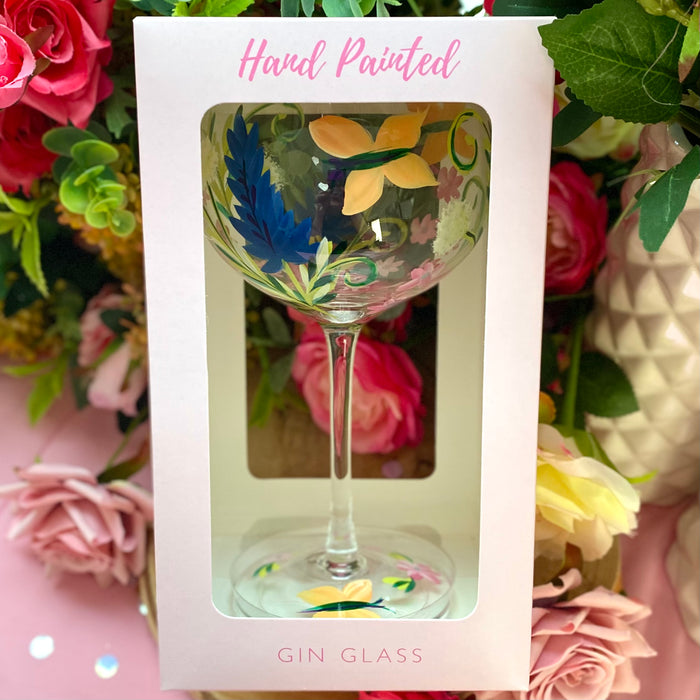 Handpainted Gin Glass by Lynsey Johnstone - Botanicals and Butterflies