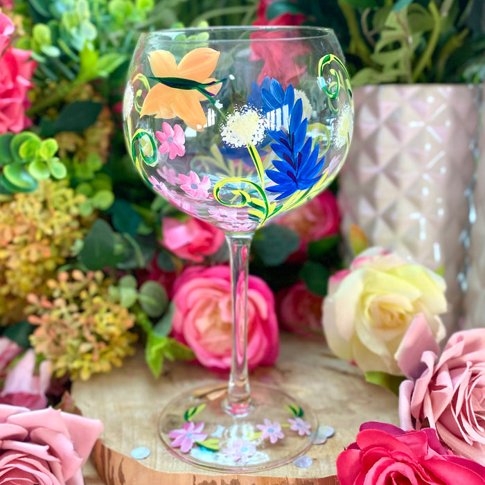 Handpainted Gin Glass by Lynsey Johnstone - Botanicals and Butterflies