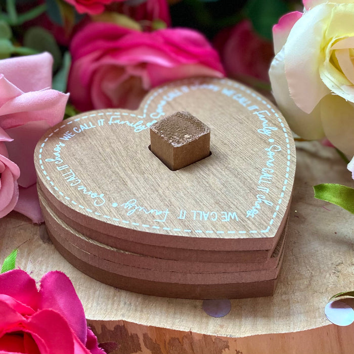 Set of 4 Wooden Heart Coasters