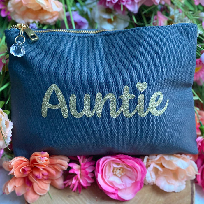 Grey Auntie Gold Sparkle Cosmetic Bag
