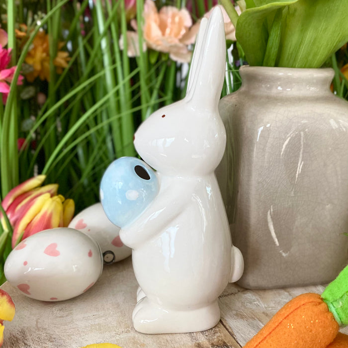 Ceramic Bunny with Blue Egg