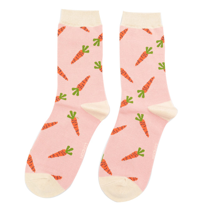 Miss Sparrow Bamboo Socks - Dusky Pink Carrots