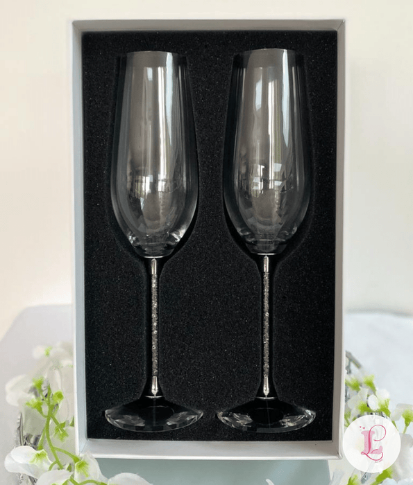 Pair Of Swarovski Crystal Champagne Glasses