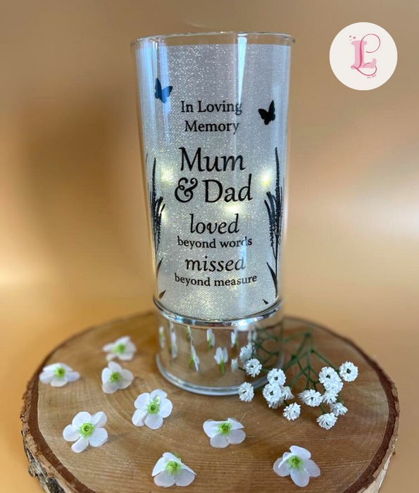 Memorial Glitter Light Tube - Mum & Dad