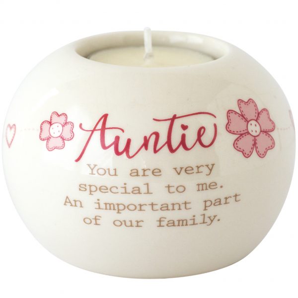 Said with Sentiment - Auntie Round Ceramic Tea Light Holder