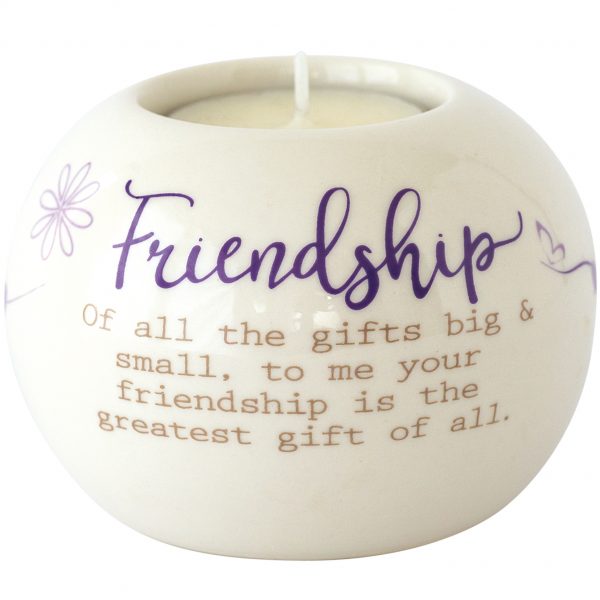 Said with Sentiment - Friendship Round Ceramic Tea Light Holder