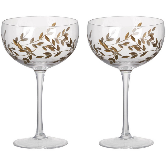 Champagne Coupes Laurel Cocktail Martini Glasses Set Of 2