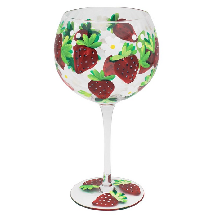 Handpainted Gin Glass by Lynsey Johnstone - Strawberries