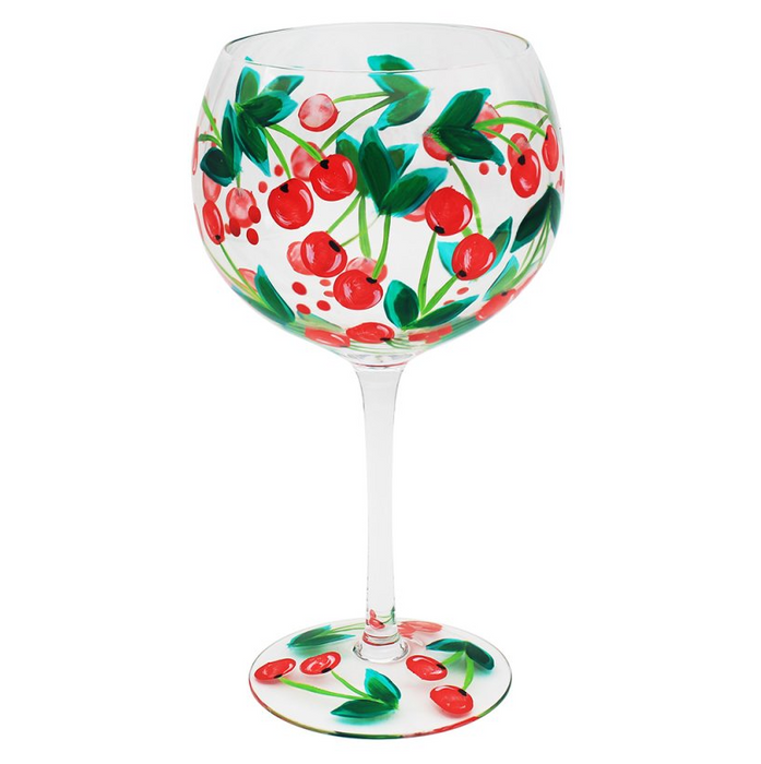 Lynsey Johnstone - Hand Painted Gin Glass - Cherries