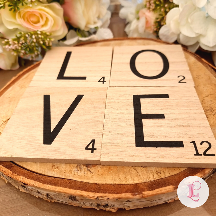 Scrabble Coasters Set Of 6 - Love