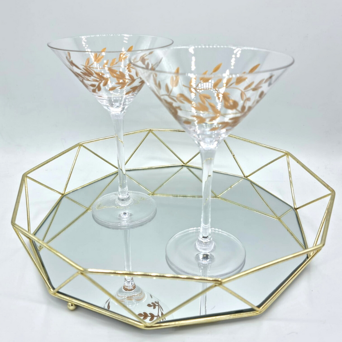 Cocktail Glasses Laurel Gold Martini Set Of 2