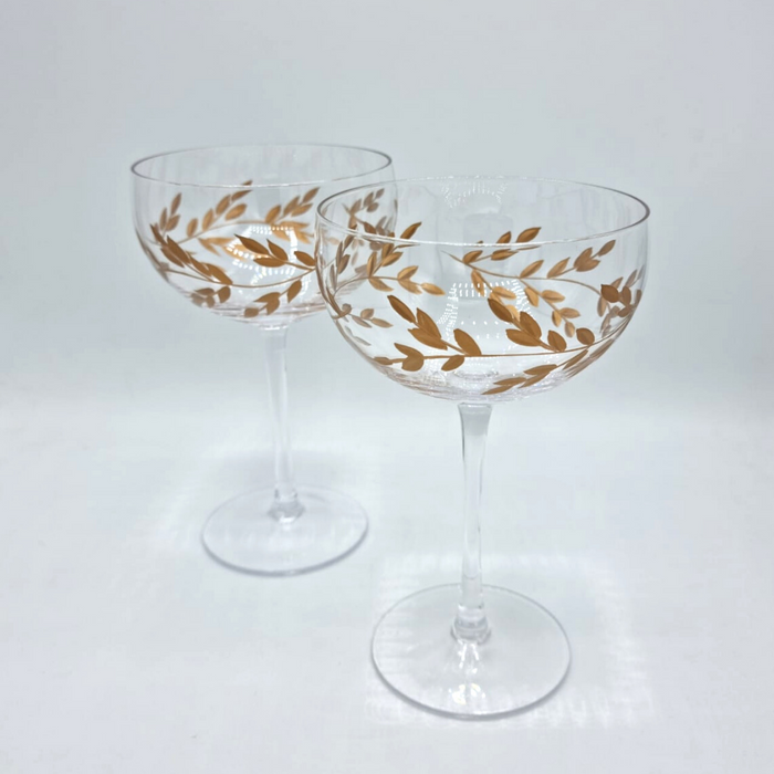 Champagne Coupes Laurel Cocktail Martini Glasses Set Of 2