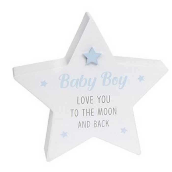 Blue Wooden Standing Star Baby Boy - Love You - The Olive Branch & Lovely Libby's