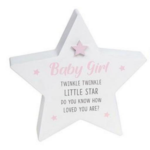 Pink Wooden Standing Star Baby Girl - Twinkle Twinkle - The Olive Branch & Lovely Libby's