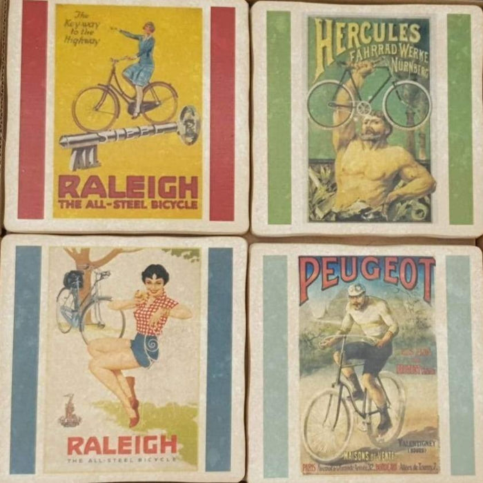 Cycling Posters - Ceramic Coaster Set - The Olive Branch & Lovely Libby's