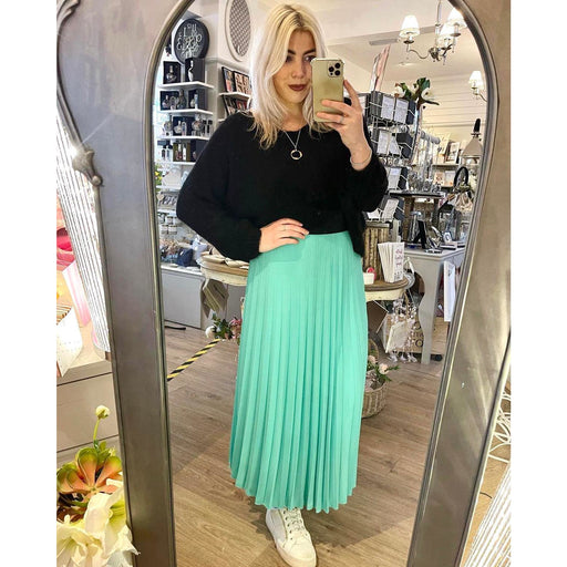 Pleated Colour Block Skirt - Tiffany Blue - The Olive Branch & Lovely Libby's