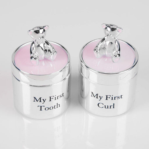 Silver Plated First Tooth & Curl Box Set - Pink - The Olive Branch & Lovely Libby's