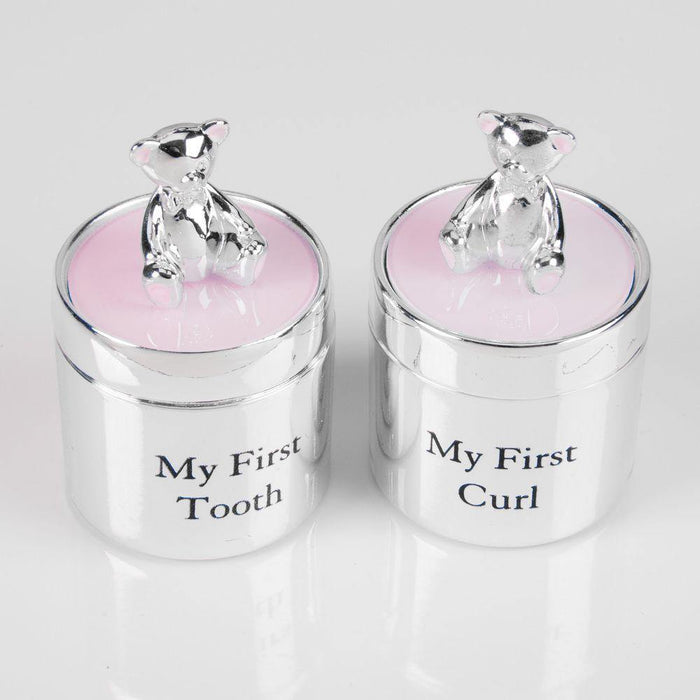 Silver Plated First Tooth & Curl Box Set - Pink - The Olive Branch & Lovely Libby's