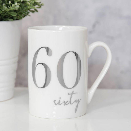 Milestones New Bone China 11Oz Mug With Silver Foil - 60 - The Olive Branch & Lovely Libby's