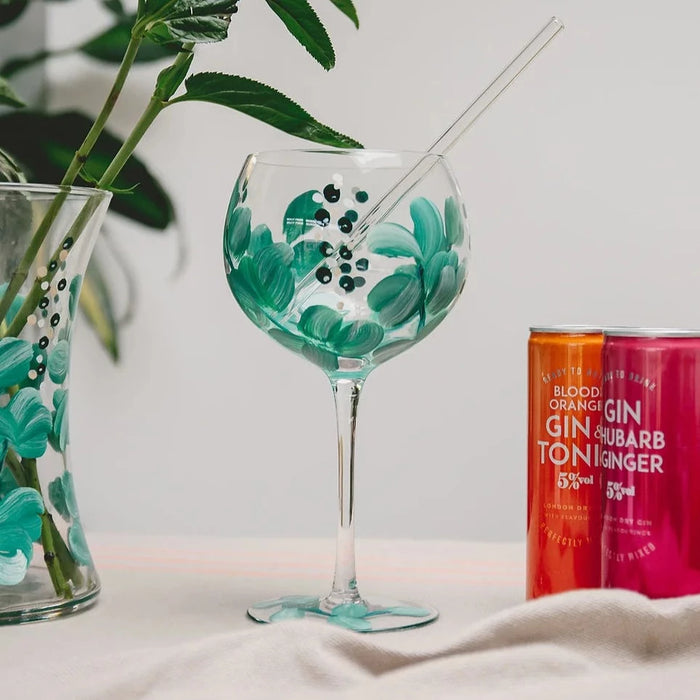 Handpainted Gin Glass by Lynsey Johnstone - Eucalyptus