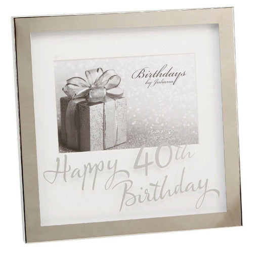 6" X 4" - Birthdays By Juliana Silverplated Box Frame - 40th - The Olive Branch & Lovely Libby's