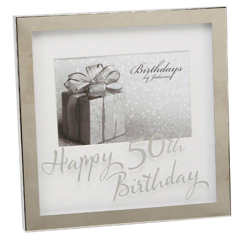 6" X 4" - Birthdays By Juliana Silverplated Box Frame - 50th - The Olive Branch & Lovely Libby's