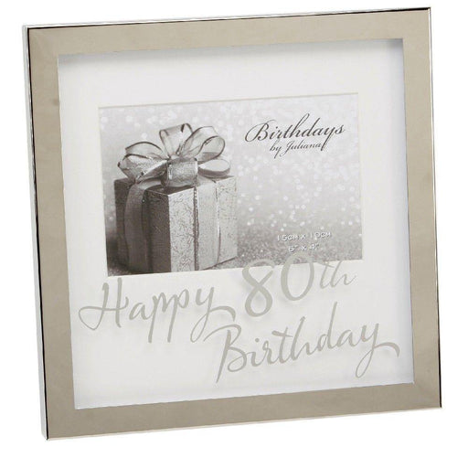 6" X 4" - Birthdays By Juliana Silverplated Box Frame - 80th - The Olive Branch & Lovely Libby's