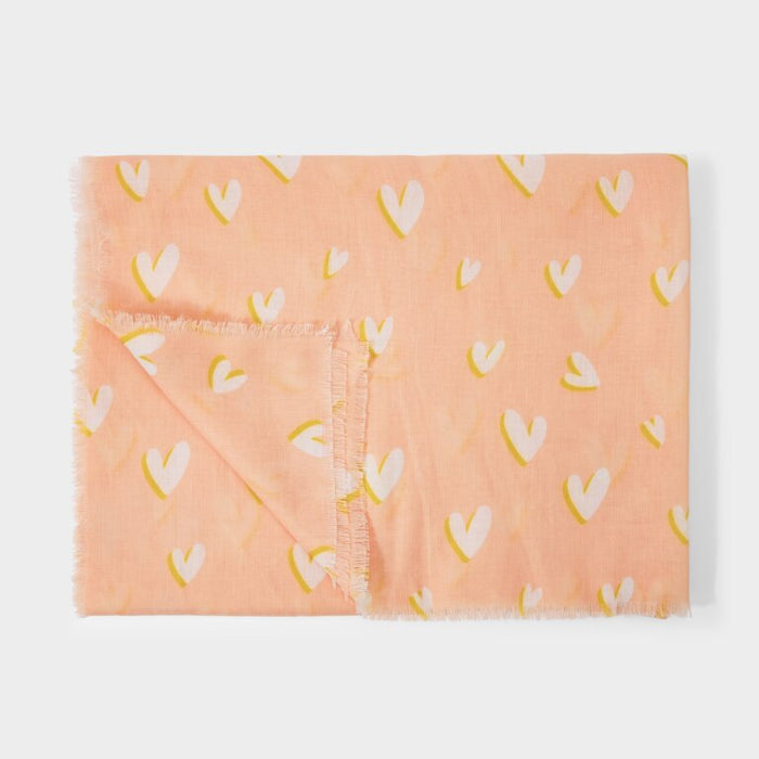 Pink and Ochre Heart Print Scarf by Katie Loxton