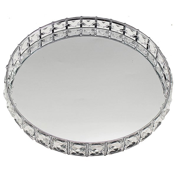 Crystal Mirrored Tray Round - Medium