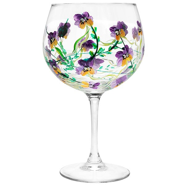 Lynsey Johnstone - Hand Painted Gin Glass - Pansies
