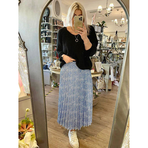 Pleated Polka Dot Skirt - Powder Blue - The Olive Branch & Lovely Libby's