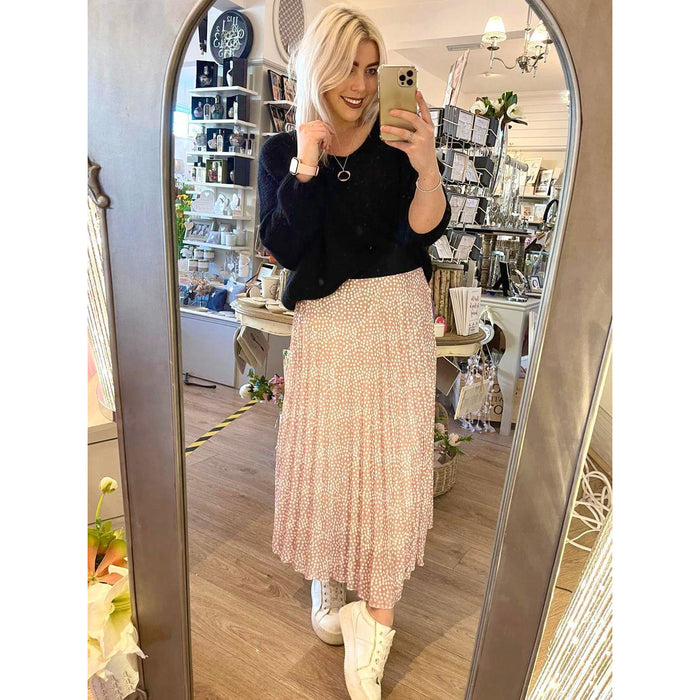 Pleated Polka Dot Skirt - Blush Pink - The Olive Branch & Lovely Libby's