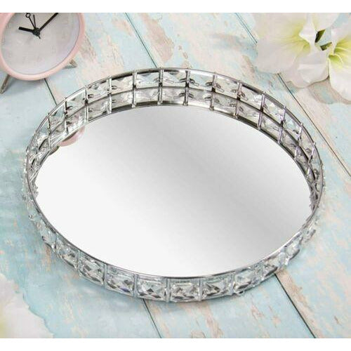 Crystal Mirrored Tray Round - Large