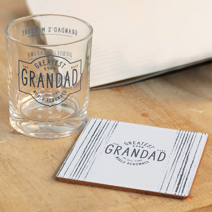 "Greatest Ever Grandad" Whisky Glass & Coaster Set