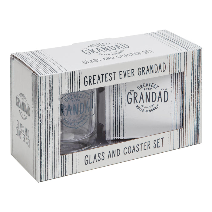 "Greatest Ever Grandad" Whisky Glass & Coaster Set