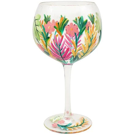Handpainted Gin Glass by Lynsey Johnstone - Tropical Leaves