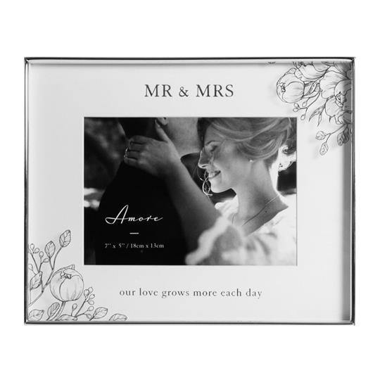 7x5 - "Mr & Mrs" Silver Floral Frame - The Olive Branch & Lovely Libby's