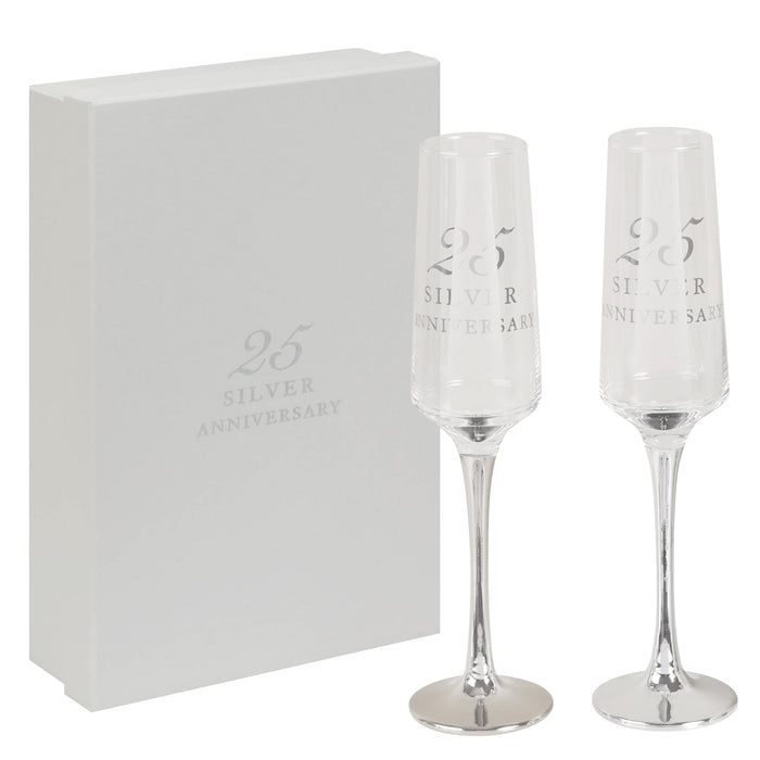 Champagne Flutes Set of 2 - 25th Anniversary